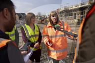 Rachel Reeves UK Chancellor of the Exchequer and Deputy Prime Minister Angela Rayner visit a housing development site