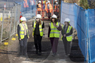 Rachel Reeves UK Chancellor of the Exchequer and Deputy Prime Minister Angela Rayner visit a housing development site