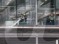 Window cleaning drone deployed in London, UK.