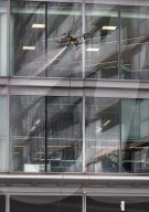 Window cleaning drone deployed in London, UK.