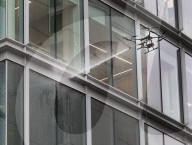 Window cleaning drone deployed in London, UK.