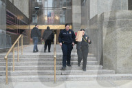 NYPD Crime Scene Investigators At Scene Where Suspect Dies In Custody At Manhattan Criminal Court In Lower Manhattan New York