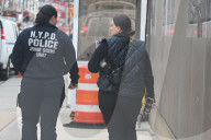NYPD Crime Scene Investigators At Scene Where Suspect Dies In Custody At Manhattan Criminal Court In Lower Manhattan New York