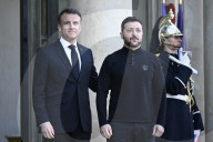 Meeting  And Working Dinner Between Zelensky And Macron At Elysee Palace