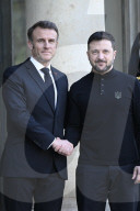 Meeting  And Working Dinner Between Zelensky And Macron At Elysee Palace