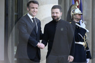 Meeting  And Working Dinner Between Zelensky And Macron At Elysee Palace