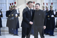 Meeting  And Working Dinner Between Zelensky And Macron At Elysee Palace