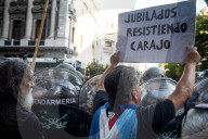 Protest Of Retirees At Buenos Aires Congress Over Pension Rights