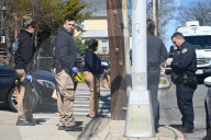 NYPD Crime Scene Unit Investigators Collect Evidence At Home On 196th Street In St. Albans Queens New York Of Suspect Accused Of Shooting And Killing 16-year-old Boy Sincere Jazmin