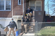 NYPD Crime Scene Unit Investigators Collect Evidence At Home On 196th Street In St. Albans Queens New York Of Suspect Accused Of Shooting And Killing 16-year-old Boy Sincere Jazmin