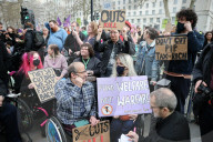 Welfare campaigners gather in Whitehall, London, UK.