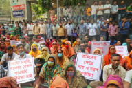 Garments Workers Protest Demanding Due Wages In Dhaka