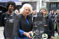Queen Camilla visits TV set in London, UK.