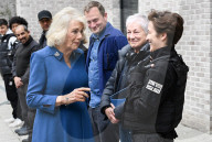Queen Camilla visits TV set in London, UK.
