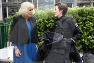 Queen Camilla visits TV set in London, UK.