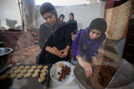 Palestinian Family Prepares Traditional Eid Cookies in Gaza City