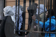 Pro-Palestine Student Protesters Block Entrance To University College London On 28 March 2025