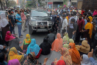 Workers Protest Demanding Unpaid Wages 