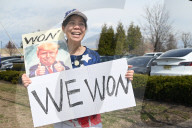 Pro-Elon Musk And Tesla Protesters And Anti-Elon Musk And Tesla Protesters Demonstrate At Tesla Dealership On Route 17 North In Paramus New Jersey