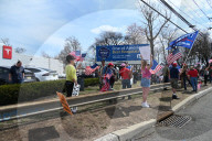 Pro-Elon Musk And Tesla Protesters And Anti-Elon Musk And Tesla Protesters Demonstrate At Tesla Dealership On Route 17 North In Paramus New Jersey
