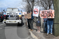 Pro-Elon Musk And Tesla Protesters And Anti-Elon Musk And Tesla Protesters Demonstrate At Tesla Dealership On Route 17 North In Paramus New Jersey