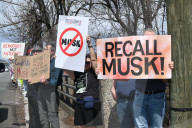 Pro-Elon Musk And Tesla Protesters And Anti-Elon Musk And Tesla Protesters Demonstrate At Tesla Dealership On Route 17 North In Paramus New Jersey
