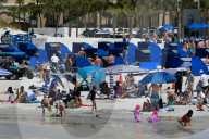 Tourists At Clearwater Beach In Florida
