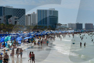 Tourists At Clearwater Beach In Florida