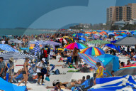 Tourists At Clearwater Beach In Florida