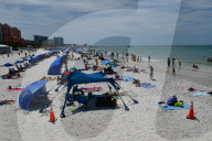 Tourists At Clearwater Beach In Florida