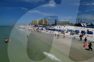 Tourists At Clearwater Beach In Florida