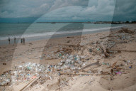 Platic Waste Beach Bali Indonesia