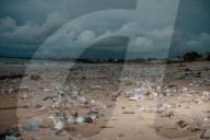 Platic Waste Beach Bali Indonesia