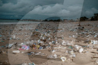 Platic Waste Beach Bali Indonesia