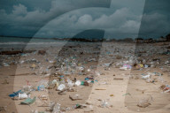 Platic Waste Beach Bali Indonesia