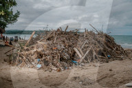 Platic Waste Beach Bali Indonesia
