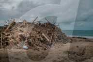 Platic Waste Beach Bali Indonesia