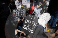 Activists Gather At NYC AIDS Memorial And March To Tesla Dealership For ‚ÄúTesla Takedown‚Äù Rally To Protest DOGE Cuts
