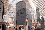 Activists Gather At NYC AIDS Memorial And March To Tesla Dealership For ‚ÄúTesla Takedown‚Äù Rally To Protest DOGE Cuts