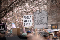 Activists Gather At NYC AIDS Memorial And March To Tesla Dealership For ‚ÄúTesla Takedown‚Äù Rally To Protest DOGE Cuts