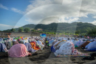 Indonesian Muslims Perform Eid Al-Fitr Prayer