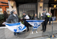 Stop The Hate, Our Fight and Iron Initiative & other pro Israel campaign groups join forces to protest outside Claridge’s Hotel in Mayfair, London, UK.