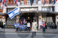 Stop The Hate, Our Fight and Iron Initiative & other pro Israel campaign groups join forces to protest outside Claridge’s Hotel in Mayfair, London, UK.