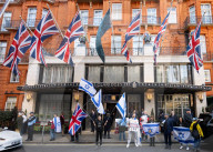 Stop The Hate, Our Fight and Iron Initiative & other pro Israel campaign groups join forces to protest outside Claridge’s Hotel in Mayfair, London, UK.