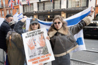 Stop The Hate, Our Fight and Iron Initiative & other pro Israel campaign groups join forces to protest outside Claridge’s Hotel in Mayfair, London, UK.