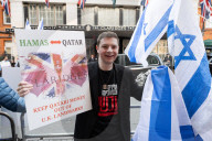 Stop The Hate, Our Fight and Iron Initiative & other pro Israel campaign groups join forces to protest outside Claridge’s Hotel in Mayfair, London, UK.