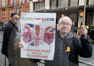 Stop The Hate, Our Fight and Iron Initiative & other pro Israel campaign groups join forces to protest outside Claridge’s Hotel in Mayfair, London, UK.