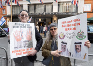 Stop The Hate, Our Fight and Iron Initiative & other pro Israel campaign groups join forces to protest outside Claridge’s Hotel in Mayfair, London, UK.