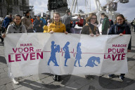 Brussels marchers call for support for pregnant women and protest abortion and euthanasia law reforms.
