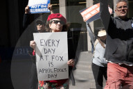 Demonstrators Protest Outside Of Fox Headquarters In Manhattan